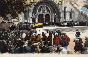 Błogosławieństwo chorych przed różańcem w Lourdes - Hautes Pyrenees (65) około 1900 r. autorstwa Anonymous Anonymous