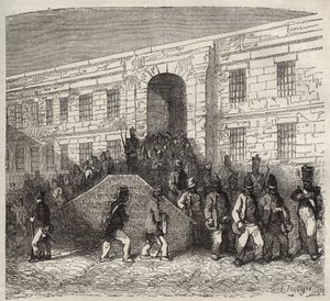 Więzienie brzeskie w XIX wieku. Grawer „Historia skazanych od ich powstania do dnia dzisiejszego” (1877) autorstwa Pierre