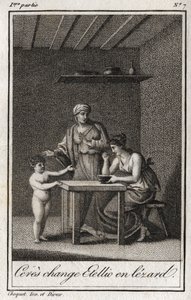 Ceres zmienia Stelliona w lezarda. Rycina z 1819 r. w „Lettres a Emilie sur la mitologie” Charlesa Alberta Demoustiera (1760-1801). Prywatna kolekcja. autorstwa Anonymous Anonymous