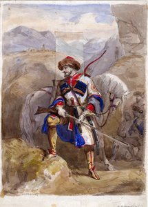 Chamil ou Imam Chamil - Imam Shamil (1797-1871) - Anonim - 1854 - Akwarela na papierze - 32x23 - Kolekcja prywatna autorstwa Anonymous Anonymous