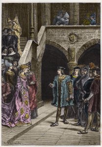 Karol VIII i Anna z Bretanii - Spotkanie króla Karola VIII (1470-98) i królowej Anny Bretanii - grawer z „”Historia Francji opowiedziana moim wnukom”” – Francois Guizot – 1872-1876 autorstwa Anonymous Anonymous