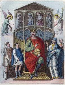 Karol Łysy, król zachodniej Francji we Włoszech i cesarz rzymski, 823 - Portret Karola II Łysego (823 - 877), grawerowany król Francji z „Zwyczajności i zwyczajów wszystkich narodów wszechświata”. To jest historia rządu, praw, milicji autorstwa Anonymous Anonymous