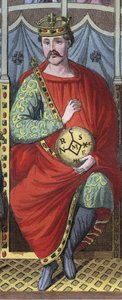 Karol Łysy, król zachodniej Francji we Włoszech i cesarz rzymski, 823 - Portret Karola II Łysego (823 - 877), król Francji grawerowany z „Zwyczajności i zwyczajów wszystkich narodów wszechświata”. To jest historia rządu, praw, milicji autorstwa Anonymous Anonymous