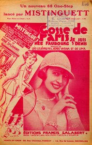 Okładka partytury „Gosse de Paris”” śpiewana przez Mistinguett (Mistinguette) (1875 - 1956), francuską śpiewaczkę autorstwa Anonymous Anonymous