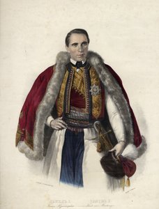 Daniel de Montenegro (1826-1860) (Danilo Aleksander Petrovic Njegos) - Danilo I, książę Czarnogóry - Anonim - 1853 - Litografia, akwarela - 40,7x30,9 - Kolekcja prywatna autorstwa Anonymous Anonymous