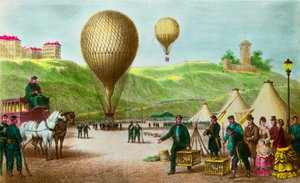 Wylot balonu i gołębi pasażerskich podczas oblężenia Paryża w 1870 r., Privee Collection autorstwa Anonymous Anonymous