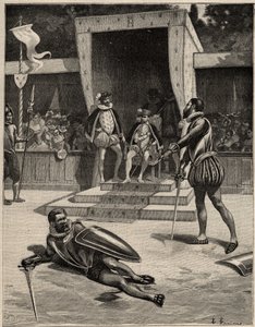 Pojedynek pomiędzy Francois de Vivonne de la Chataigneraie i Guy de Chabot, baronem de Jarnac w Saint Germain en Laye, Francja 10 lipca autorstwa Anonymous Anonymous
