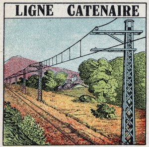 Koleje elektryczne: linia Catennial. Anonimowa ilustracja z 1925 r. Ze zbiorów prywatnych. autorstwa Anonymous Anonymous