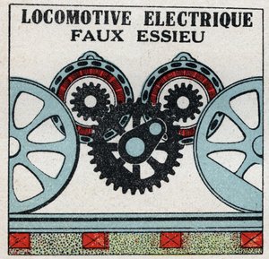 Koleje elektryczne: fałszywa oś lokomotywy elektrycznej. Anonimowa ilustracja z 1925 r. Ze zbiorów prywatnych. autorstwa Anonymous Anonymous
