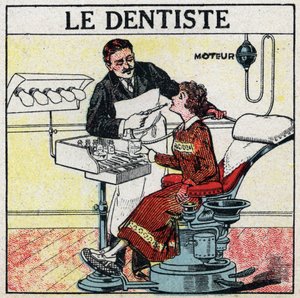 Narzędzia elektryczne: dentysta. Anonimowa ilustracja z 1925 r. Ze zbiorów prywatnych. autorstwa Anonymous Anonymous