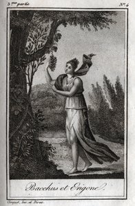 Erigo i Bacchus, Grawerowanie z 1819 r. w „Lettres a Emilie sur la mitologie” Charlesa Alberta Demoustiera (1760-1801). Prywatna kolekcja. autorstwa Anonymous Anonymous