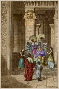 Euklides przedstawiający Ptolemeuszowi Soterowi (Ptolemeuszowi I Soterowi) swoją pracę nad elementami geometrii - Euklides (325-265 pne) Grecki matematyk przedstawiony Ptolemeuszowi I (360-283 pne) Soter (zbawiciel) ses elementy de geometrie - grawerowanie autorstwa Anonymous Anonymous