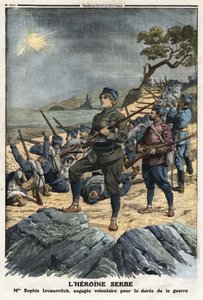 Pierwsza wojna bałkańska: portret Zofii Jowanowicz, młodej Serbki, która zgłosiła się na ochotnika przeciwko Turcji. Ilustracja zaczerpnięta z „”Le Petite Journal”” 01.12.1912 Kolekcja prywatna. autorstwa Anonymous Anonymous