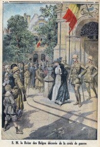 I wojna światowa 1914-1918 (wojna 14-18). Jej Królewska Mość Królowa Belgów Elżbieta de Baviere (1876-1965) została odznaczona krzyżem wojennym. W „Le Petite Journal” autorstwa Anonymous Anonymous