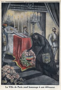 I wojna światowa 1914-1918 (wojna 14-18). Hołd miasta Paryża dla generała Josepha Simona Gallieniego (1849-1916), który bronił miasta. W „”Le Petite Journal””, 18.06.1916. Prywatna kolekcja autorstwa Anonymous Anonymous