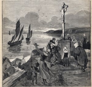 Wędkowanie na Islandii: rybacy opuszczają Bretanię. Grawer w „”Le Petit Parisien”” w dniu 12.03.1893. autorstwa Anonymous Anonymous