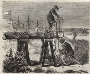 Forcats pilarzy więzienia Saint-Laurent (Saint-Laurent) w Cayenne (Gujana Francuska) w XIX wieku. Grawer „Historia skazanych od ich powstania do dnia dzisiejszego” (1877) autorstwa Pierre