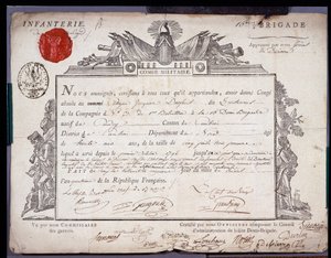 Rewolucja Francuska: oficjalny dokument zjazdu wojskowego z IV roku Prairialnego (24.05.1796) porucznika brygady okręgu Cambrai. Archiwum departamentalne Nord Lille autorstwa Anonymous Anonymous