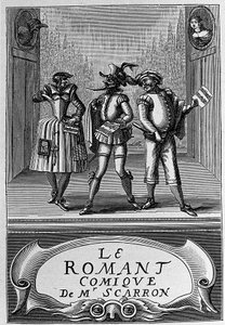 Frontyspicjum książki „Komiks Roman” Paula Scarrona (1610-1660), francuskiego pisarza. Rycina z XVIII wieku. autorstwa Anonymous Anonymous