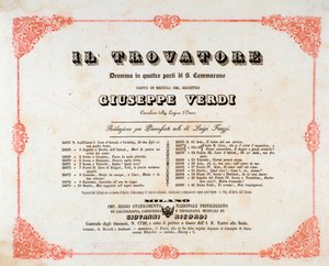 Frontyspis opery Trubadur (Trubadur) Giuseppe Verdi autorstwa Anonymous Anonymous