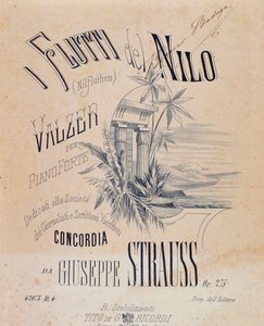 Frontyspis partytur Nile Waters Walce na fortepian Josefa Straussa autorstwa Anonymous Anonymous