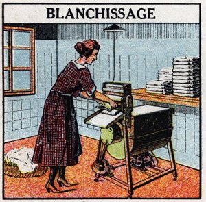 Zastosowania elektryczne w gospodarstwie domowym: wybielanie. Anonimowa ilustracja z 1925 r. Ze zbiorów prywatnych. autorstwa Anonymous Anonymous