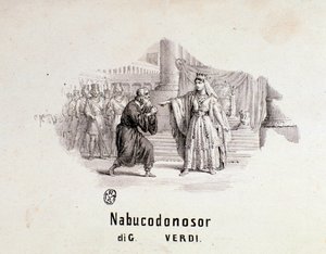 Ilustrowany frontyspis partytury muzycznej opery Nabucco autorstwa Giuseppe Verdi autorstwa Anonymous Anonymous