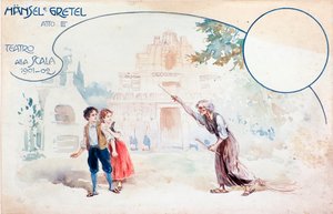 Ilustracja opery Hansel und Gretel Humperdincka podczas spektaklu w teatro alla Scala autorstwa Anonymous Anonymous