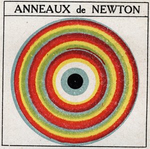 Zakłócenia: pierścienie Isaaca Newtona (1642-1727). Anonimowa ilustracja z 1925 r. Ze zbiorów prywatnych. autorstwa Anonymous Anonymous