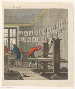 Wnętrze drukarni, ok. 1750-1850 (grafika) autorstwa Anonymous Anonymous