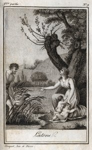 Leto, Letone, Latona, Grawerowanie z 1819 r. w „Listach do Emilie o mitologii” Charlesa Alberta Demoustiera (1760-1801). Prywatna kolekcja. autorstwa Anonymous Anonymous