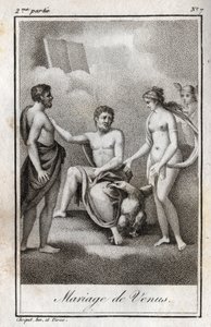 Małżeństwo między Marsem a Wenus. Rycina z 1819 r. w „Lettres a Emilie sur la mitologie” Charlesa Alberta Demoustiera (1760-1801). Prywatna kolekcja. autorstwa Anonymous Anonymous