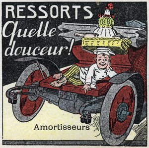 Trakcja mechaniczna: sprężyny uderzeniowe samochodu. Anonimowa ilustracja z 1925 r. Ze zbiorów prywatnych. autorstwa Anonymous Anonymous