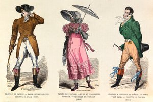 Stroje męskie i damskie w latach 1810-1812 w Paryżu (za panowania cesarza Napoleona I) - kolekcja prywatna autorstwa Anonymous Anonymous
