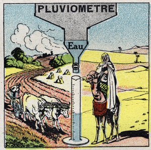 Meteorologia: wpływ deszczu na klimat, wykorzystanie deszczu. Anonimowa ilustracja z 1925 r. Ze zbiorów prywatnych. autorstwa Anonymous Anonymous