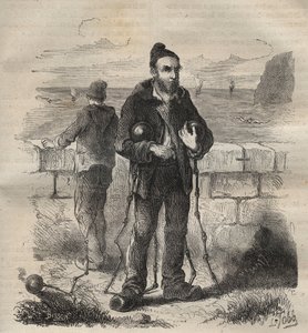 Wojskowy skazany na więzienie w Tulonie w XIX wieku. Grawer „Historia skazanych od ich powstania do dnia dzisiejszego” (1877) autorstwa Pierre