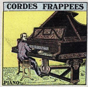Instrumenty muzyczne: instrumenty smyczkowe z pałeczkami. Pianista. Anonimowa ilustracja z 1925 r. Ze zbiorów prywatnych. autorstwa Anonymous Anonymous
