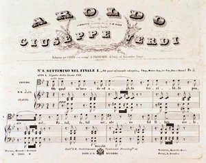 Strona partytury muzycznej opery Aroldo Giuseppe Verdi autorstwa Anonymous Anonymous