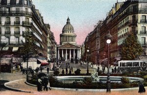 Paryż: widok na rue Soufflot i Panteon. Zdjęcie z 1920 roku w „Albumie Artystycznym” miasta Paryża. Prywatna kolekcja. autorstwa Anonymous Anonymous