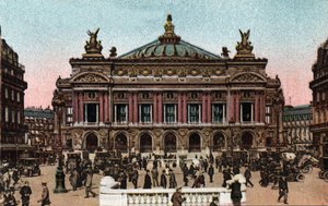 Paryż: widok na fasadę Opery wykonaną przez Charlesa Garniera (1825-1898) oraz stację metra na Place de l