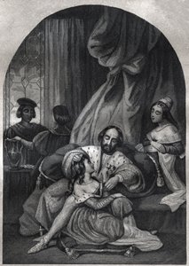 Paweł III (papież od 1534 do 1549) i jego rodzina - Paweł III (papież od 1534 do 1549) et sa famille - Rycina z 1842 roku w „Histoire des Popes: Zbrodnie, morderstwa, zatrucia, ojcobójstwa, cudzołóstwa, kazirodztwo... przez Maurice Lachatre. Prywatna kolek autorstwa Anonymous Anonymous
