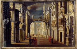 Perspektywa wnętrze Obraz Francois de Nome (Monsu Desiderio) (1593-1644) XVII w. Słońce. 0,51x0,81m Orlean, Musee des Beaux Arts autorstwa Anonymous Anonymous