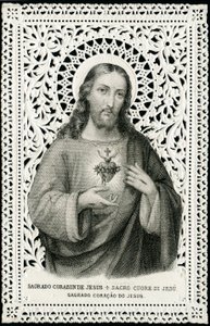 Pobożny obraz: Jezus ze świętym sercem (rycina) autorstwa Anonymous Anonymous