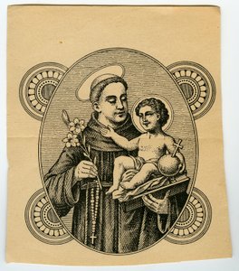 Pobożny obraz: Św. Antoni Padewski (rycina) autorstwa Anonymous Anonymous