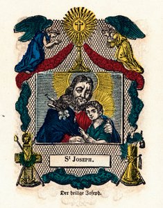 Pobożny obraz: św. Józef. Rycina XIX-wieczna kolekcja prywatna autorstwa Anonymous Anonymous