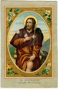 Pobożny obraz: San Rocco wezwany przeciwko zarazie (chromolitografia) autorstwa Anonymous Anonymous
