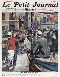 Popularne bale na ulicach Paryża z okazji imprezy narodowej 14 lipca. Ilustracja zaczerpnięta z „Le petit journal illustious”” z 17.07.1921. Prywatna kolekcja autorstwa Anonymous Anonymous