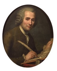 ""Portret Jeana Jacquesa Rousseau piszącego partyturę"" (Jean-Jacques Rousseau (1712-1778) piszący nuty) Anonimowy obraz Olej na płótnie Wymiary 65x54 cm Kolekcja prywatna autorstwa Anonymous Anonymous