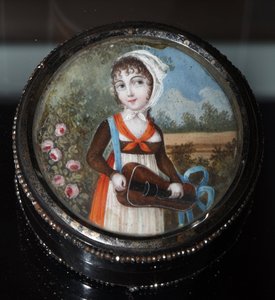 „Portret dziewczyny z lirą korbową” (Portret dziewczyny z lirą korbową) Anonimowa akwarela ok. 1800 r. Kolekcja prywatna autorstwa Anonymous Anonymous