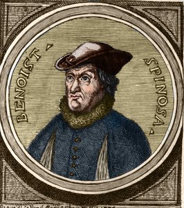 Portret Barucha Spinozy (1632-1677), holenderskiego filozofa, znanego również jako Bento de Espinosa lub Benedictus de Spinoza lub Benoit de Spinoza. Rycina z XVII wieku autorstwa Anonymous Anonymous